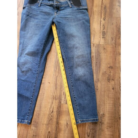 Ingrid & Isabel Women's Maternity Size 6 Blue Skinny Crop Elastic Waist Jeans - Picture 2 of 10